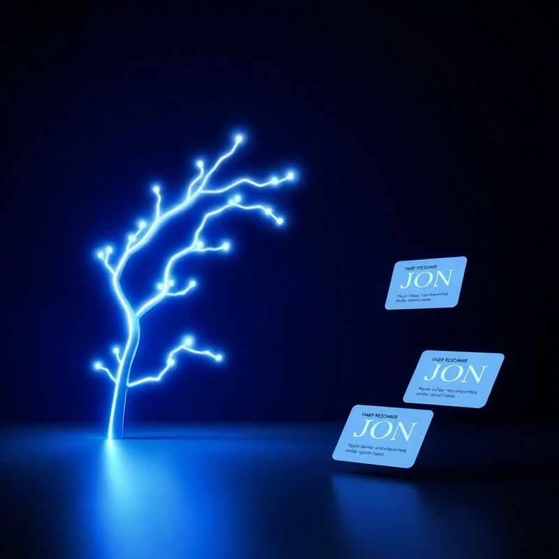 Abstract indigo diagram of REST API endpoint tree with floating JSON response cards